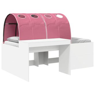 vidaXL Cama Con T&uacute;nel 3 Uds. Blanco Y Rosa Madera De Ingenier&iacute;a Vidaxl
