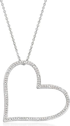 Ross-Simons Diamond Heart Pendant Necklace in Sterling Silver
