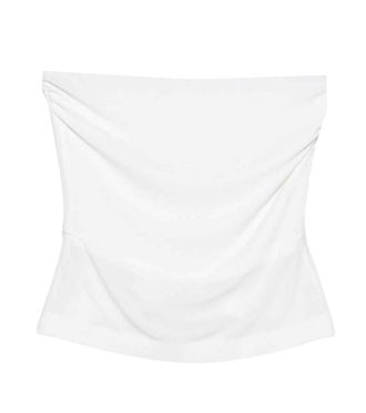 Norma Kamali White Solid Strapless Top