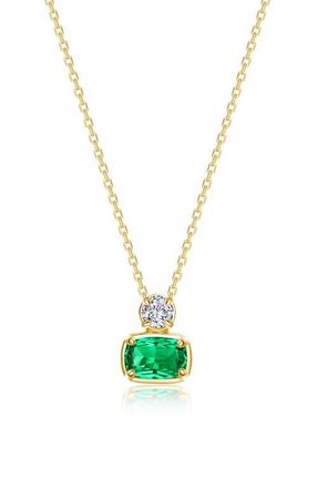 Lafonn Regal Cushion Cut Necklace in Green at Nordstrom, Size 18