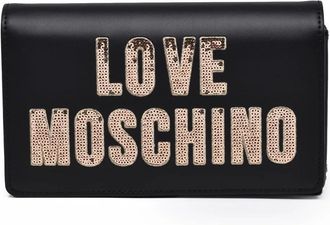Love Moschino Black Polyurethane Chain Shoulder Bag