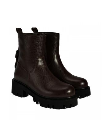 Desa Woman Boots - Leather Upper, Zip Fastening, Flat Heel, Breathable | Brown - 38