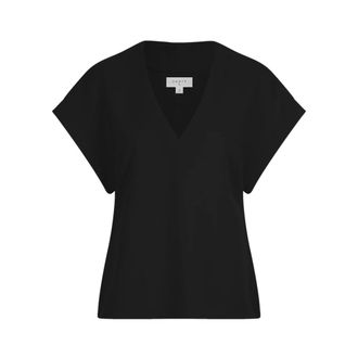Dante6 Zwarte V-hals Split Top - Dames - Blouses & Shirts - Zwart - Maat: XS Poliester