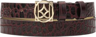 Kazar Donkerrood reli&euml;fpatroonriem met monogramgesp - Dames - Riemen - Bruin - 100 CM - Leer - Accessoires