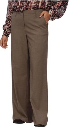Summum Melange Wijde Broek - Dames - Wijde Broeken - Bruin - XL - Leer - Broeken