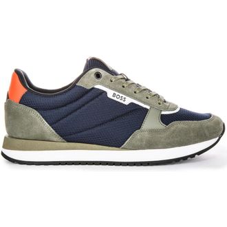HUGO BOSS Sneakers, male, Multicolor, 12 UK, Blue Grey Mens Runner Shoes