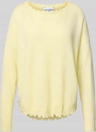 Kujten Oversized Strickpullover aus reinem Kaschmir Modell MELA in Hellgelb, Gr&ouml;&szlig;e 34