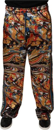 Dolce & Gabbana Multicolor Marble Satin Tracksuit Broek - Heren - Straight fit broeken - Veelkleurig - L - Polyester - Broeken