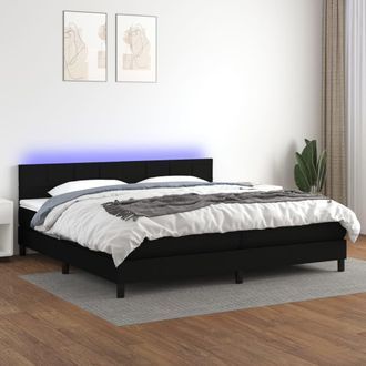 vidaXL Vidaxl - Cama Box Spring Colch&oacute;n Y Luces Led Tela Negro 200x200 Cm