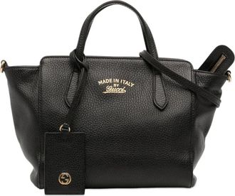 Gucci Pre-owned Handbags, female, Black, Size: ONE SIZE Pre-owned Vintage Pebbled Leather Satchel Bag