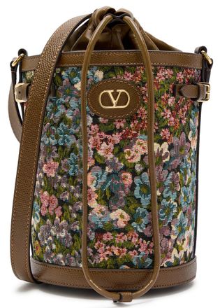 Valentino Floral-jacquard Leather Bucket bag - Multicoloured - One Size