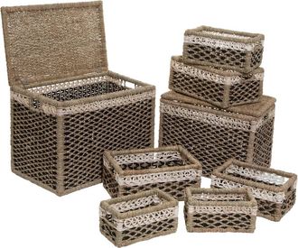 Atmosphera Atmosphera - Juego De 8 Cestas Rectangulares - Ca&ntilde;a Cr&eacute;ateur DInt&eacute;rieur