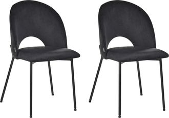 Beliani Conjunto De 2 Sillas De Comedor De Terciopelo Negro Covelo