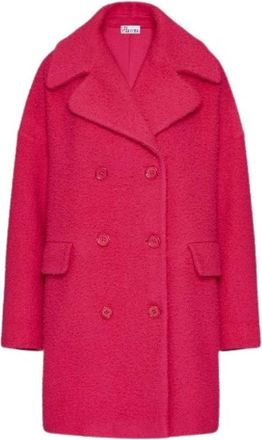 Red Valentino Double-Breasted Coats, female, Pink, Size: 2XS Stylish Woman Coat Casentino Fabric