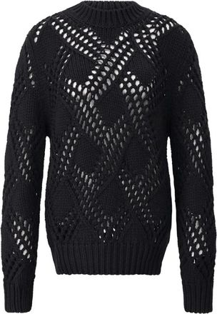 Jil Sander Chunky Wool Oversized Pullover - Dames - Ronde hals truien - Zwart - M - Wol - Truien & Vesten