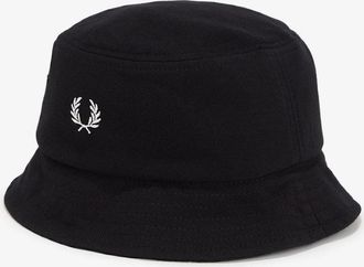 Fred Perry Mens Fred Perry Mens Pique Bucket Hat - Black/Snow White 843 - Size: M