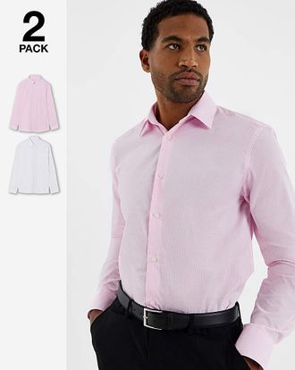 Jacamo 2 Pack Long Sleeve Formal Shirts