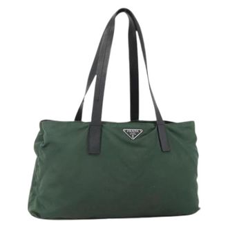 Prada Pre-owned Tote Bags, female, Green, Size: ONE SIZE Pre-owned Vintage Nylon Tote Bag