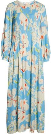 Loro Piana Blue Ailea Floral Silk Maxi Dress Size S