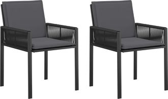 vidaXL Sillas De Jard&iacute;n 2 Uds. Negro Y Gris Oscuro Rat&aacute;n Sint&eacute;tico Vidaxl