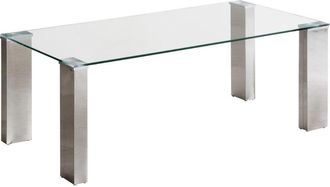 Home Heavenly Home Heavenly - Mesa Centro De Cristal Cannes. 110x55x40 Cm. 4 Patas De Madera Revestidas De L&aacute;mina Met&aacute;lica Brillante. Pata Cromo