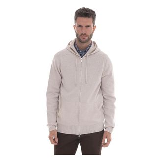 Gran Sasso Full Zip Wool Hoodie - Heren - Vesten met rits - Beige - 2XL - Wol - Hoodies & sweatvesten