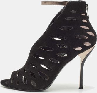 Jimmy Choo London Black Leather And Suede Drift Cutout Booties