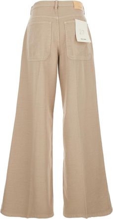 Merci Womens Jeans Wide Fit Beige Cotton Denim