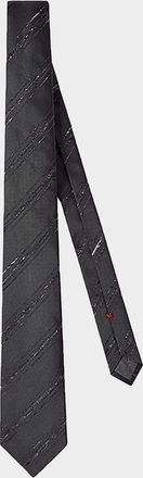 Brunello Cucinelli Men & apos;s Slubbed Stripe Silk and Cotton Tie