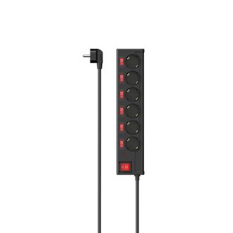Hama Regleta De 6 Tomas Con Interruptores Individuales (enchufe M&uacute;ltiple, Interruptor General M&aacute;s 6 Interruptores Individuales, Protecci&oacute;n Contra Sobretens