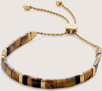 Monica Vinader Gold Delphi Multi Gemstone Friendship Bracelet Tigers Eye