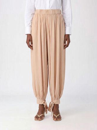 Andamane Pantaloni wide leg in puro cotone con vita media elasticizzata