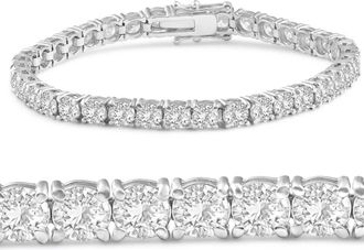 Pompeii3 13Ct Round-Cut Diamond Tennis Bracelet 14k White Gold 7 Lab Grown