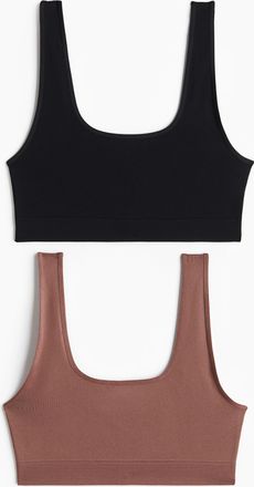 H&M 2er-Pack Soft-BHs Seamless - Braun/Schwarz