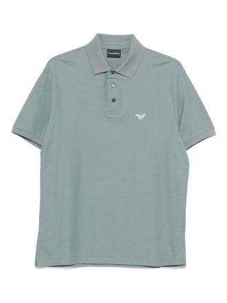 Emporio Armani Clear Blue Cotton Logo Polo