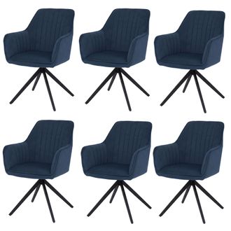 Hhg [nunca Usado] Juego De 6 Sillas De Comedor Hhg-499, Sillas De Cocina Con Respaldo Y Reposabrazos, Giratorias, Con Posici&oacute;n Autom&aacute;tica, De Tela/tejido,
