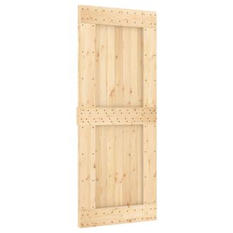 vidaXL Puerta Corredera Narvik 85 X 210 Cm (213,5 Cm) Natural Y Negro Vidaxl