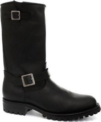 Grinders Engineer Wild One Mens Western Combat Leather Buckle Biker Black Boots 11