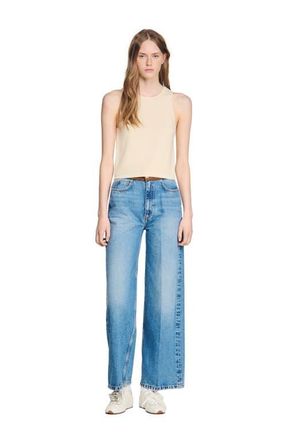 Sandro Sleeveless fine knit vest in Vanilla at Nordstrom, Size X-Small