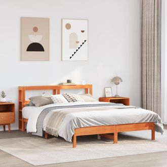 Berkfield Home Bed Frame without Mattress Wax Brown 135x190 cm Double Solid Wood Pine