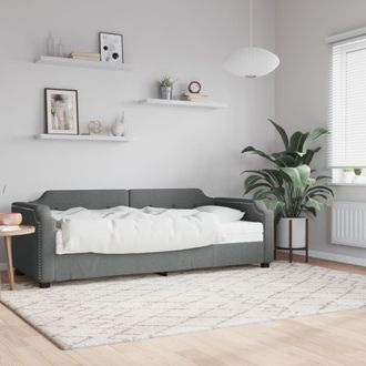 vidaXL Sof&aacute; Cama Con Colch&oacute;n Tela Gris Oscuro 100x200 Cm Vidaxl