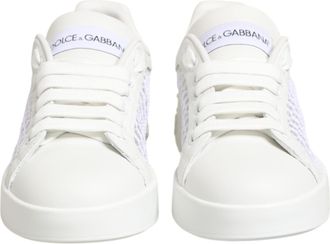 Dolce & Gabbana White Mesh Inserts Low Top Sneakers Womens Shoes