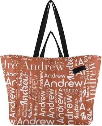 Generic Custom Dark Orange pattern Reusable Canvas Tote Bag, Heavy Duty Grocery Shopping Bag with Large Capacity Double Handles Hard Bottom Work Groceries Tra
