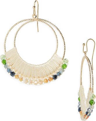 Cara Bow Fringe Crystal Statement Stud Earrings in Ivory at Nordstrom Rack