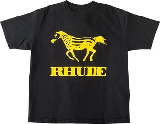 Rhude Tops, Heren, Zwart, 2Xl, Katoen, Racing Crest T-shirt