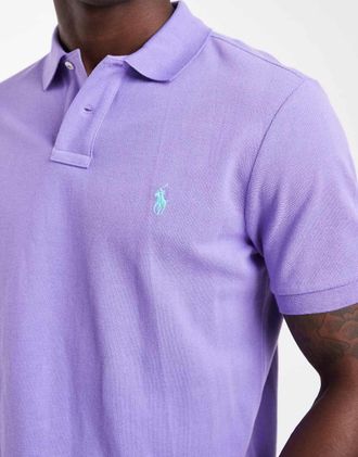 Polo Ralph Lauren Icon - Polo custom slim fit viola chiaro piqu&eacute; con logo