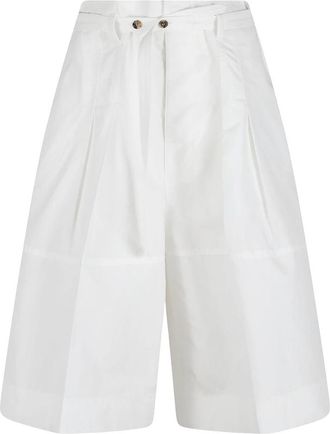 Bottega Veneta Compact Cotton Toile Culotte - Dames - Korte Broeken - Wit - S - Katoen - Korte Broeken