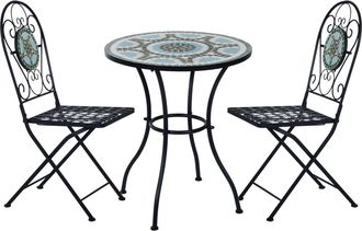 OUTSUNNY Outdoor 3pc Bistro Set Dining Folding Chairs Patio Furniture