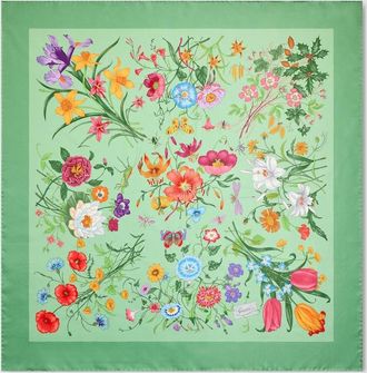 Gucci Printed Silk Twill Carr&eacute;, Green