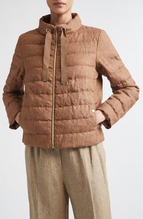 Herno New Linen Quilted Down Jacket in 2240 Tobacco at Nordstrom, Size 10 Us